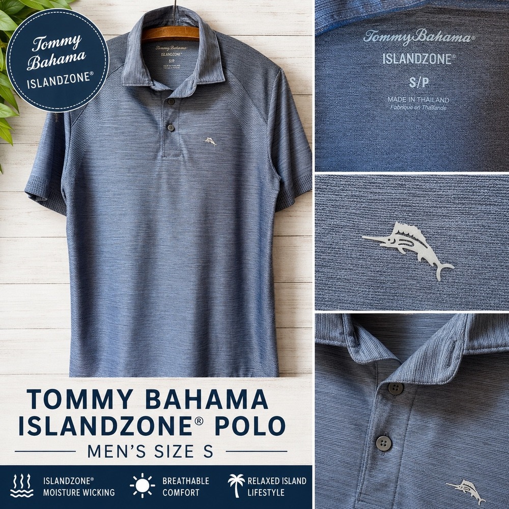 Tommy Bahama IslandZone Mens Blue Space Dye Performance Polo Shirt Size S